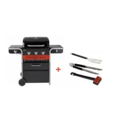 Pack + Barbecue Hybride Gaz & Charbon Gas2Coal 330 2.0 3 Brûleurs + Set D'ustensiles